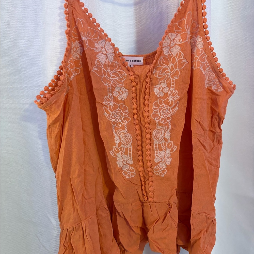 Love on a Hanger Orange Floral Embroidered Blouse